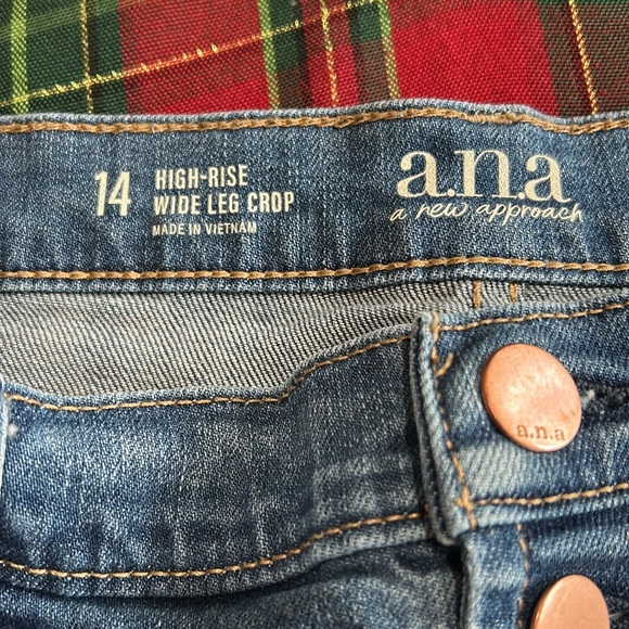 a.n.a. a new approach size 14 high rise wide leg crop blue jeans - Picture 2 of 7